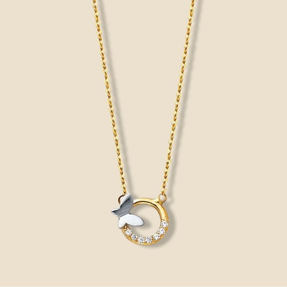 14k Solid Gold Butterfly Necklace | Birthday Gift | Everyday Jewelry |